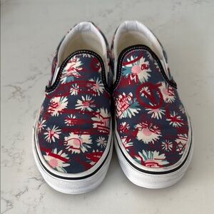 Vans Blue and Red Sneakers Classic Slip-On Style